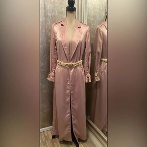 House of CB pink satin belted coat, XS